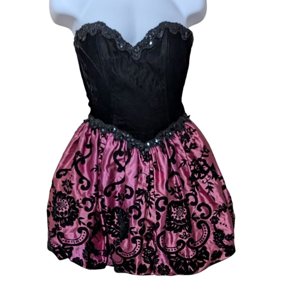 Vintage Jessica McClintock Gunne Sax dress size 7/8 cocktail 80's event Velvet